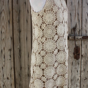 unique elegant crochet dress repurposed from vintage crochet table cloth full lined sleeveless pullover image 7