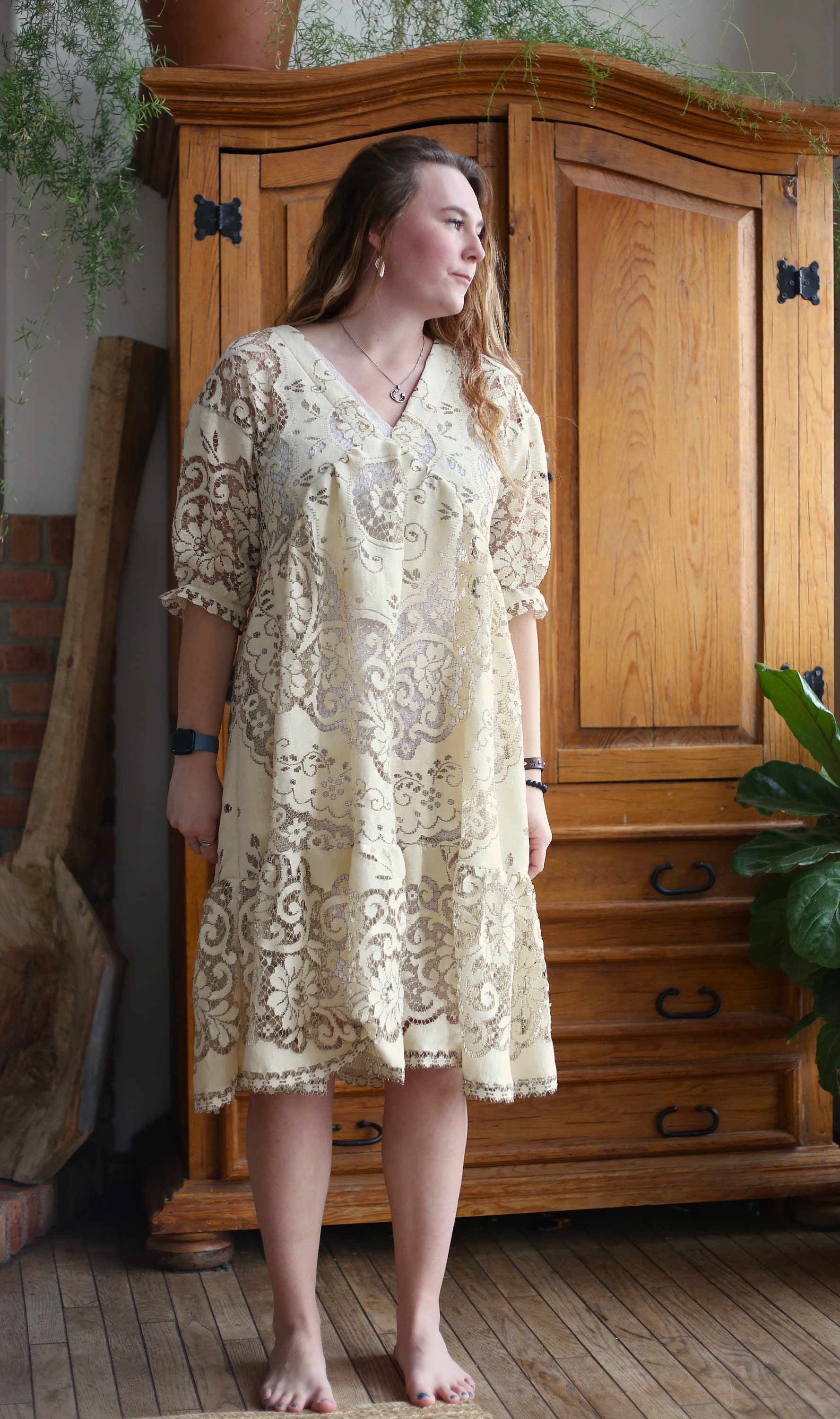 Tablecloth Dress/ Upcycle/ Handmade/ Poppylu Inspired/ Womens M to  