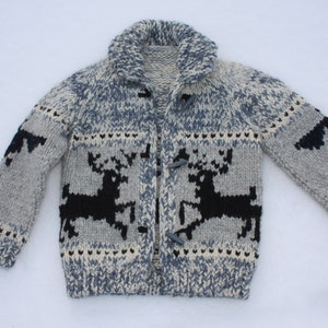 kids thick handknit pure wool cowichan sweater/jacket