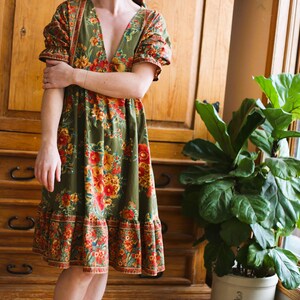 April Cornel tablecloth dress/ cotton/ upcycle/ handmade/ womens S to M/ poppyluinspired image 2