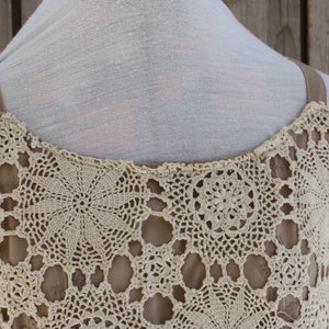 unique elegant crochet dress repurposed from vintage crochet table cloth full lined sleeveless pullover image 9
