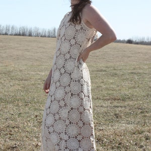 unique elegant crochet dress repurposed from vintage crochet table cloth full lined sleeveless pullover image 3