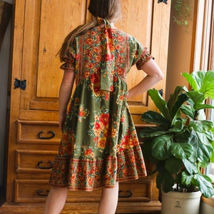 April Cornel tablecloth dress/ cotton/ upcycle/ handmade/ womens S to M/ poppyluinspired image 5