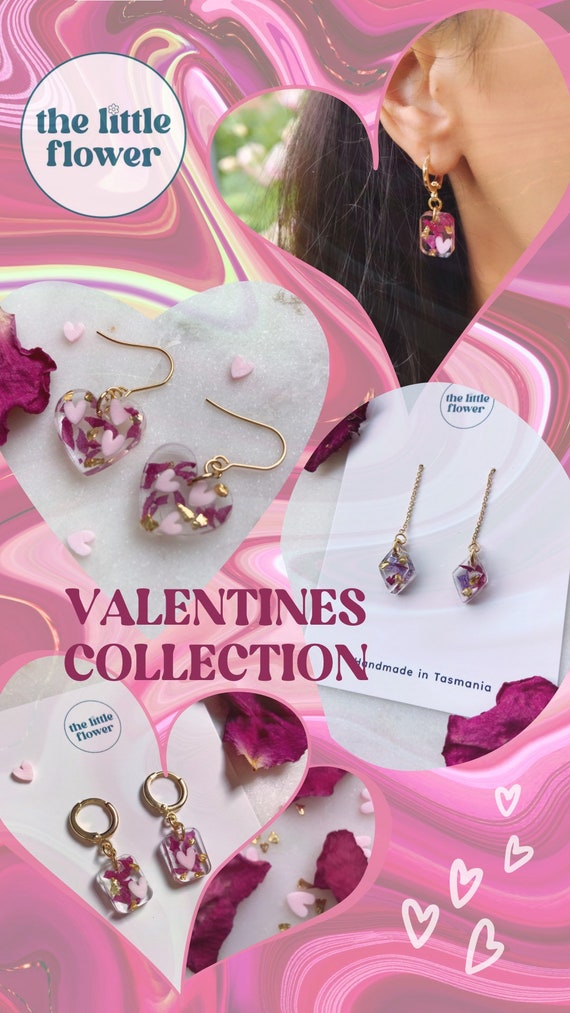 【TATIANA】Rose Flower Heart EarJacket Earrings 韓国 ピアス TATIANA】Rose Flower Heart EarJacket Earrings 韓国 ピアス