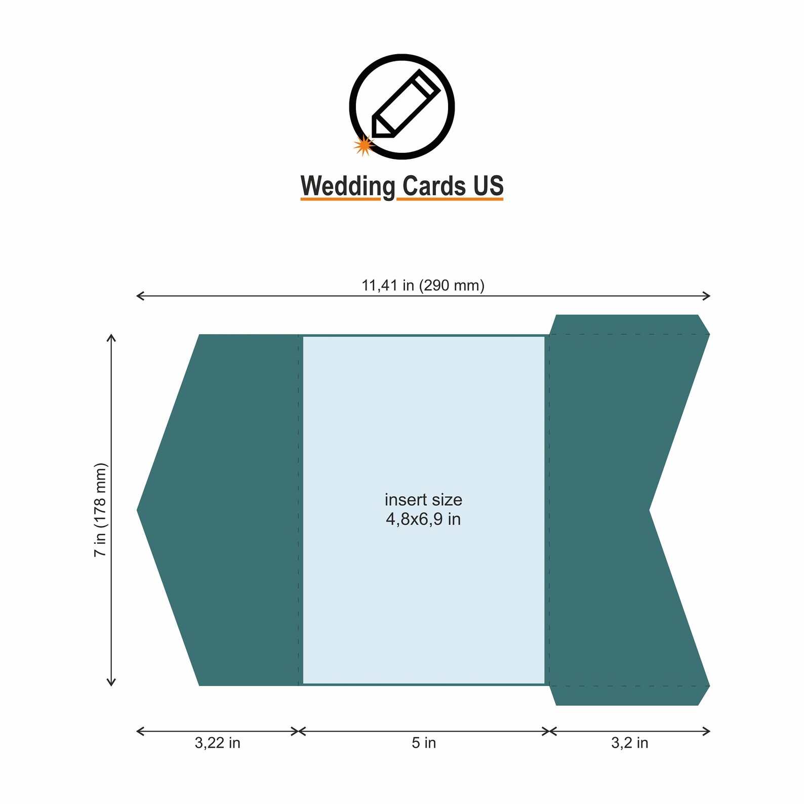 Simple Classic 5x7 Pocketfold Invitation Envelope Svg Template Etsy