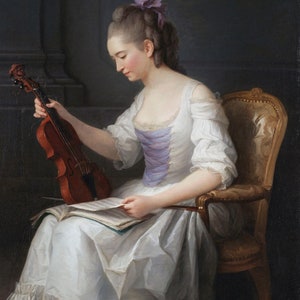Anne Vallayer-Coster Portret van een violist Notitiekaart | Kunst uit het Nationalmuseum Stockholm