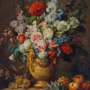 Tarjeta de notas con naturaleza muerta con flores y frutas de Anne Vallayer-Coster / Arte de la Galería Nacional de Arte
