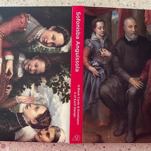 May include: A set of 8 blank cards and envelopes featuring a painting by Sofonisba Anguissola. The painting depicts a family of four, including a man, a woman, and two children. The woman is playing chess with one of the children. The painting is set in a garden with trees and a mountain in the background.