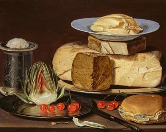 Clara Peeters Still Life Note Card: Cheeses, Artichoke, Cherries