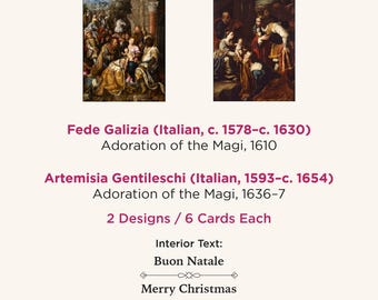 Mixed Adoration of the Magi Christmas cards, boxed set of 12 | Art by historic women artists