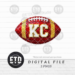 KC Chiefs Football Faux Sequin Glitter Bling Clipart png jpg Digital Download Graphic File for Sublimation POD Printable Shirt Patch Cup