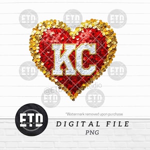 KC Heart Chiefs Football Fan Clipart Red Kingdom GameDay svg png jpg Digital Download Graphic File for Sublimation POD Printable Shirt Patch