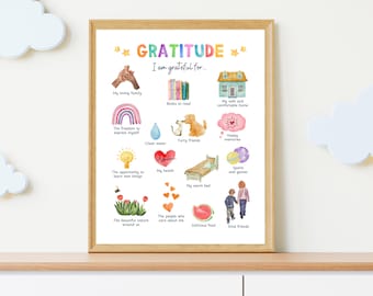 Dankbaarheidsposter: rustgevende hoek voor de kinderkamer (digitale download)