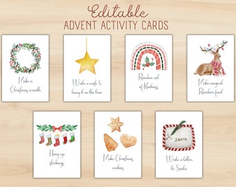 EDITABLE Advent Activity Cards I Christmas Calendar I Printable I For Kids I Xmas Countdown I Festive Activities I Family PDF I Edit text