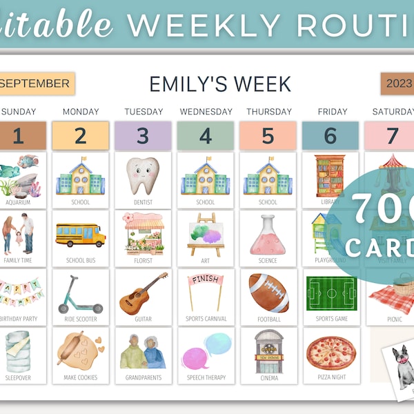 Weekly Routine Cards & Charts for Kids | Visual calendar | Daily Rhythm | Responsibility Schedule | Chore Chart |