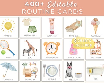 Routine Cards & Charts for Kids | Daily Rhythm | Morning, Afternoon, Evening | Visual Responsibility Schedule | Chores Chart | To do Toddler