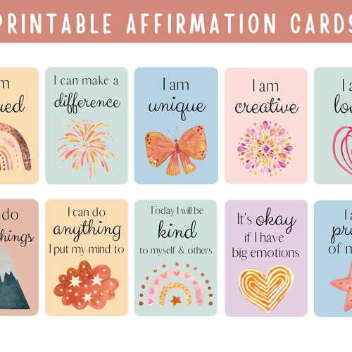 Printable Affirmation Cards for Kids Positive Quotes - Etsy