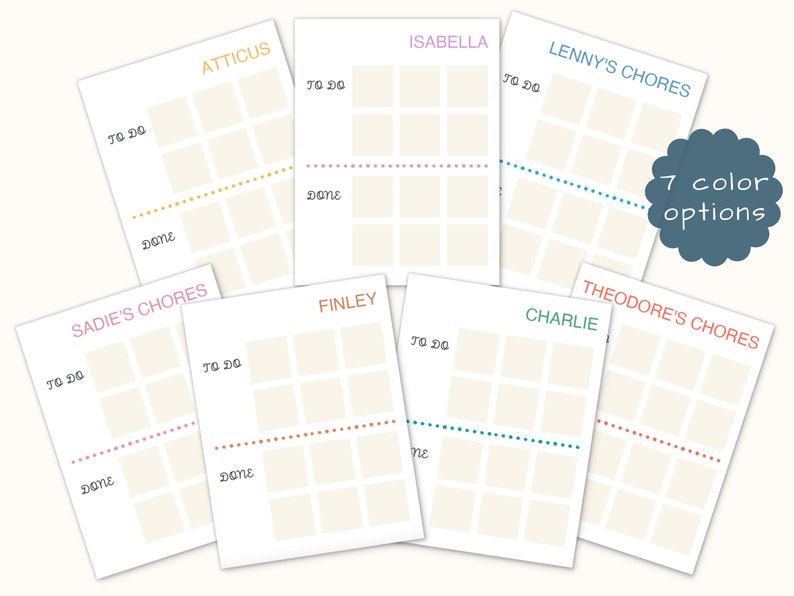 Visual chore cards charts for kids responsibility schedule etsy