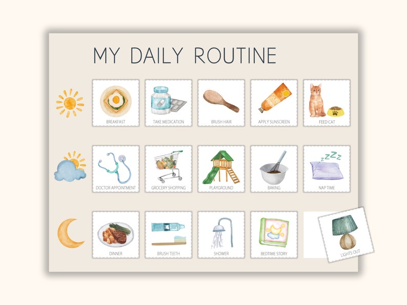 Daily Routine Cards & Charts for Kids Morning, Afternoon, Evening ...