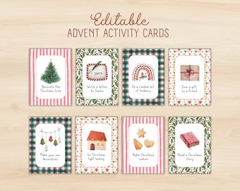 Editable Christmas Advent Activity Cards: Family Festive Fun (Digital Download)