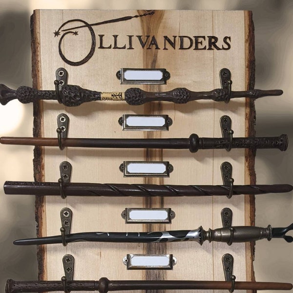 Personalized Wood Burned Wand Display | Wand Holder | Wand Rack | Pottery Decor Wand Stand | Ollivanders Magic Wand Shop | HP Wizard Gift