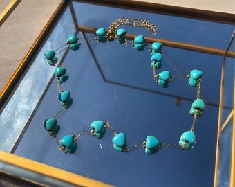 Turquoise rozenkrans edelsteen ketting, handgemaakte kettingen, Moederdag cadeau, cadeaus voor haar, handgemaakte sieraden, unieke steen