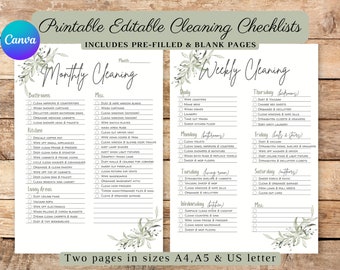 Editable Room Cleaning Checklist - Room Cleaning Printable - Cleaning ...