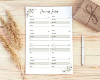 Printable Password Tracker | Editable PDF Keeper (A4, A5, Letter)