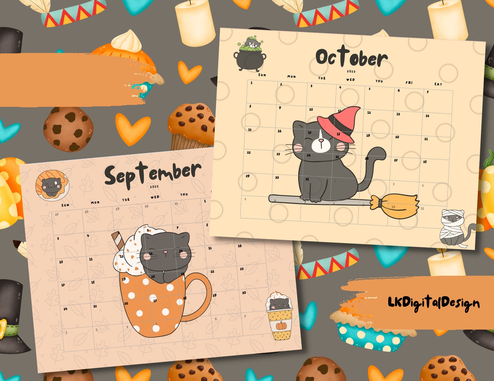 2023 Printable Calendar Desk Calendar US Letter Size Cute Etsy