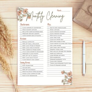 EDITABLE Printable Cleaning Checklist | Editable Downloadable Cleaning ...