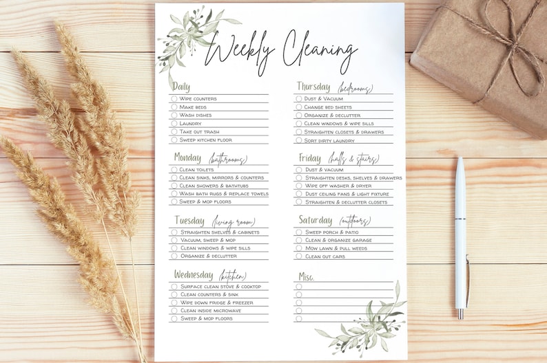 EDITABLE Printable Cleaning Checklist Editable Downloadable - Etsy Canada