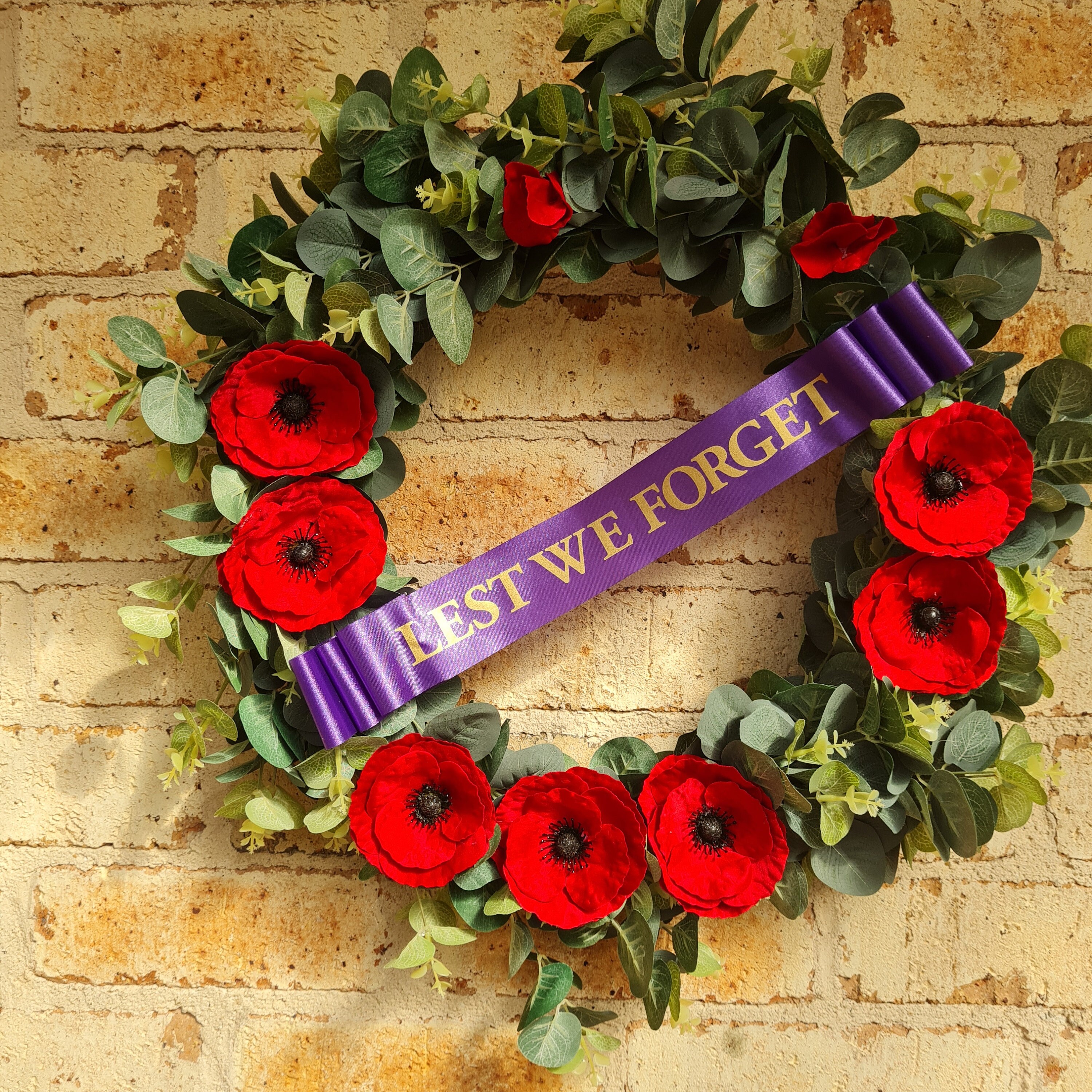 Anzac Red Poppy Memorial Wreath 50cm - Etsy Australia