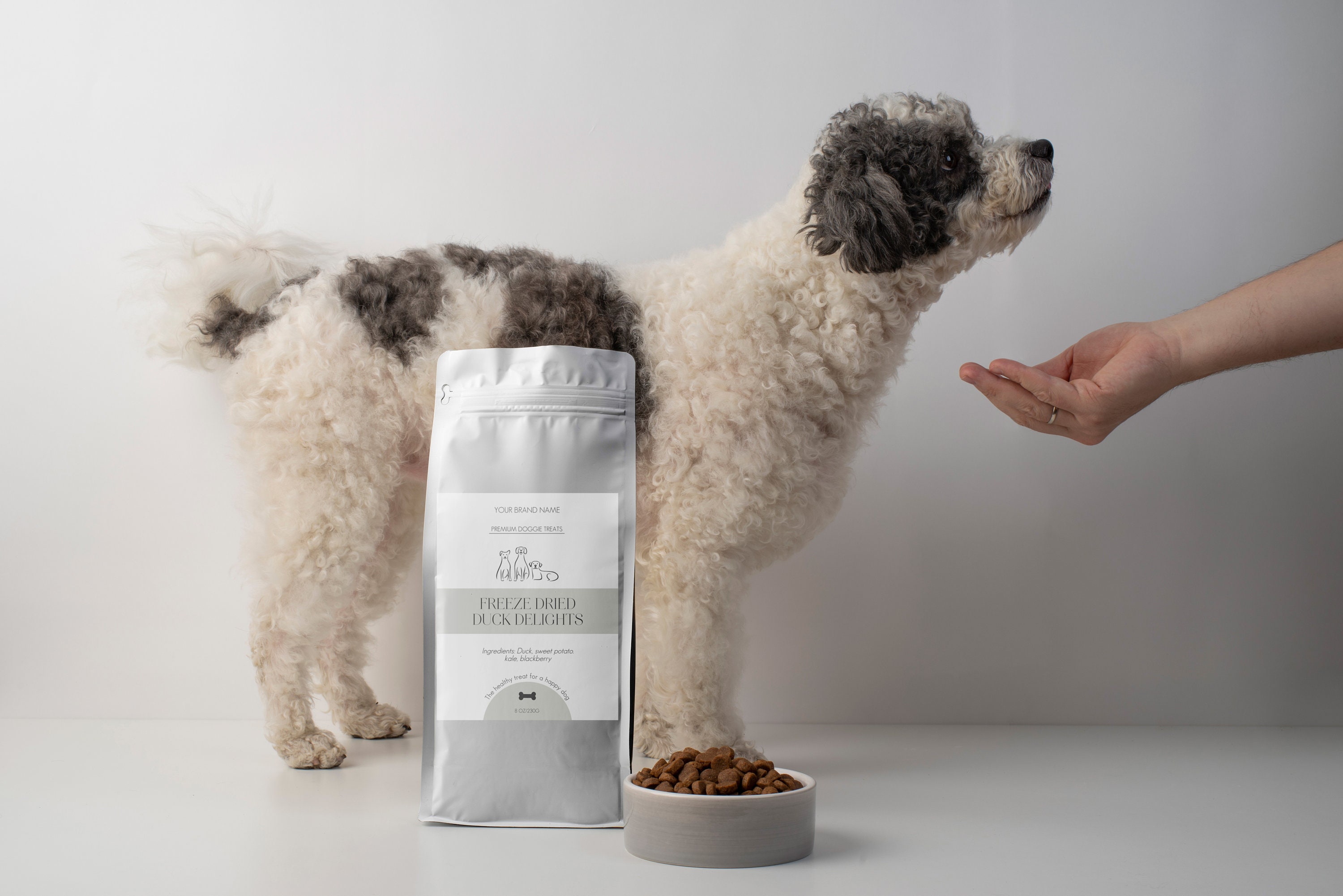 Editable Dog Food Label Template, Minimalist Dog Treats Label Template