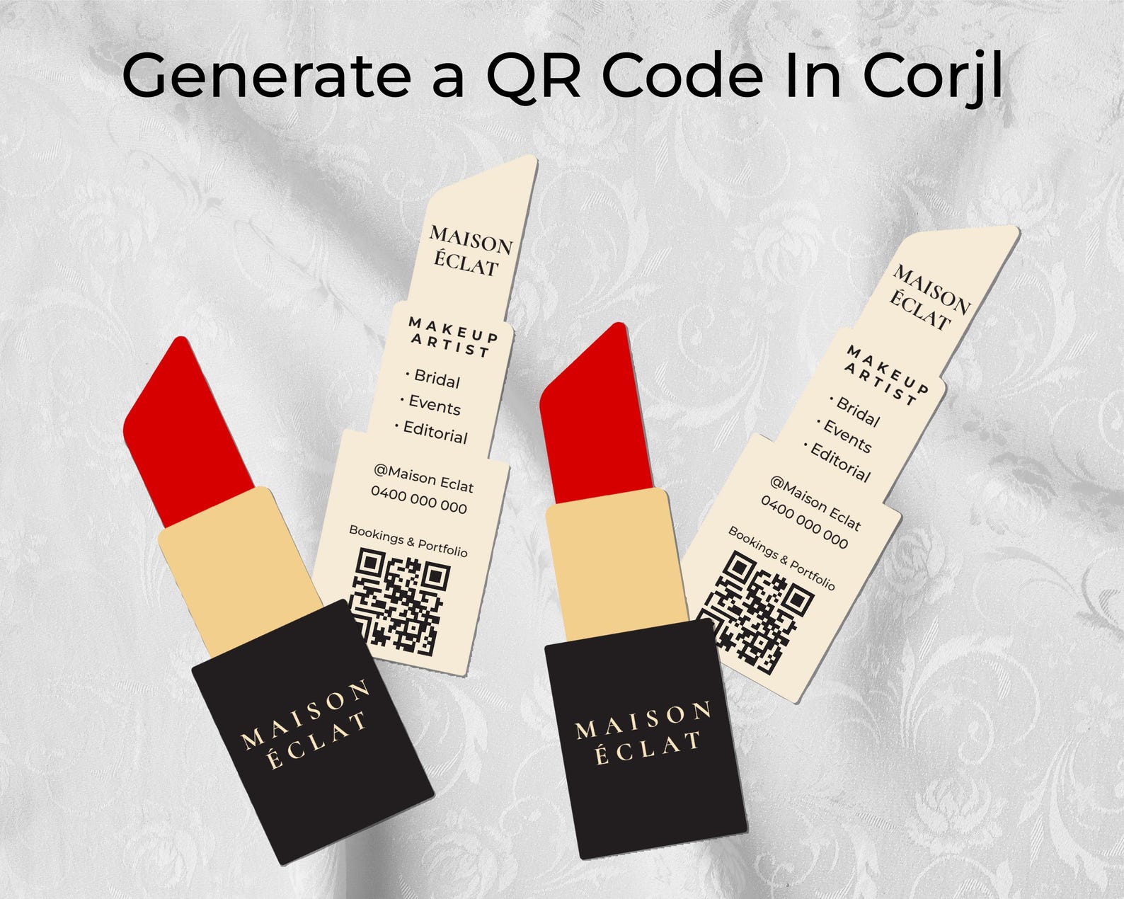 Editable Lipstick-shaped Business Card Template With QR Code for Makeup ...
