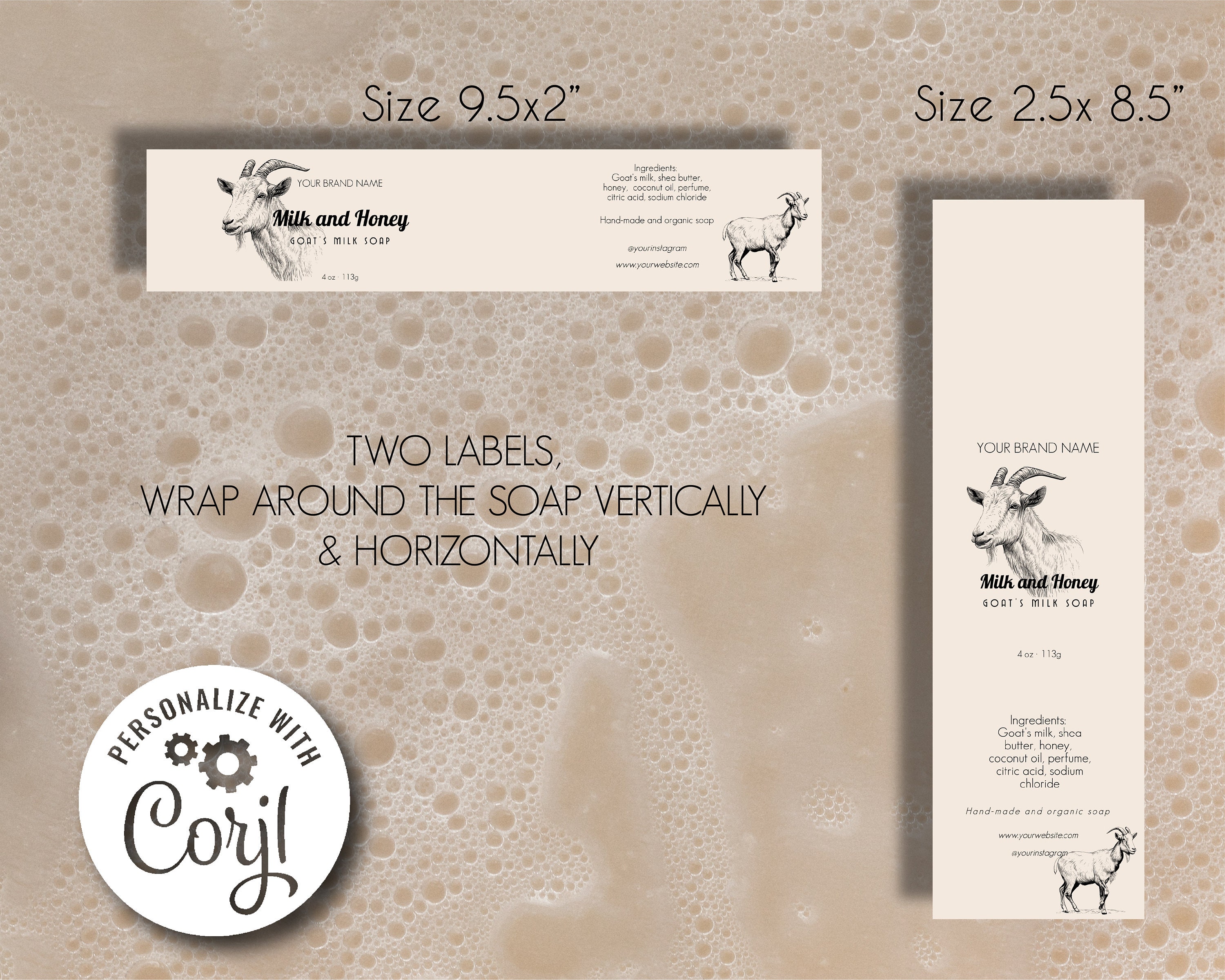 Editable Goat Milk Soap Label Template, Minimalist Goat's Milk Soap