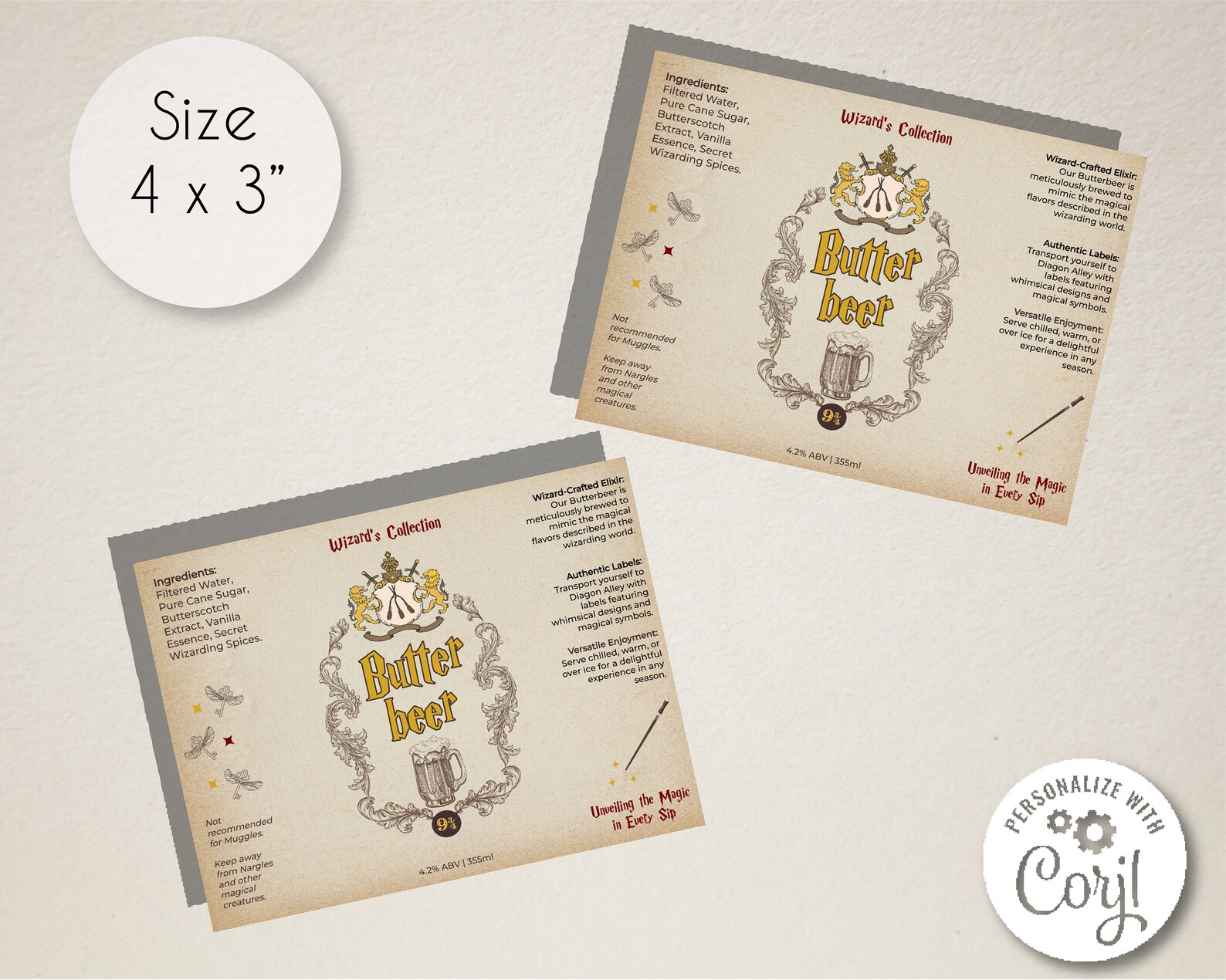 Editable Luxury Butterbeer Bottle Label Template, Printable Custom ...