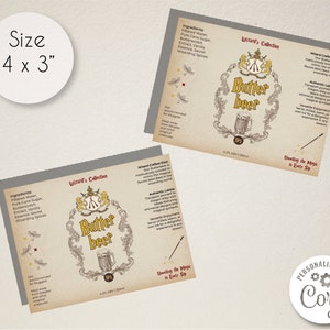 Editable Luxury Butterbeer Bottle Label Template, Printable Custom ...