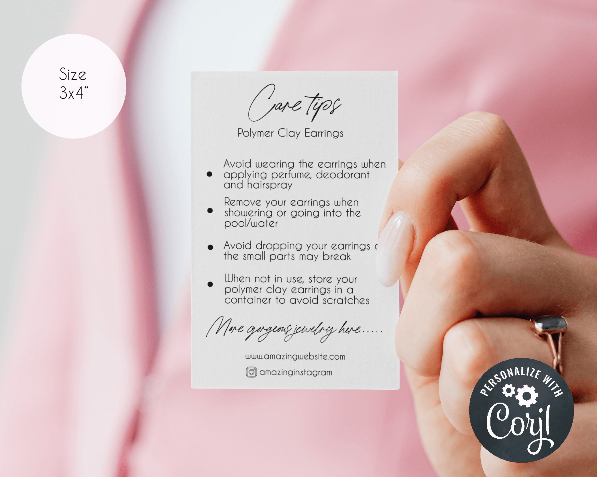 Polymer Clay Earrings Care Card Template Editable Clay Care Etsy Polymer Clay Earrings Care Card Template Editable Clay Care Etsy
