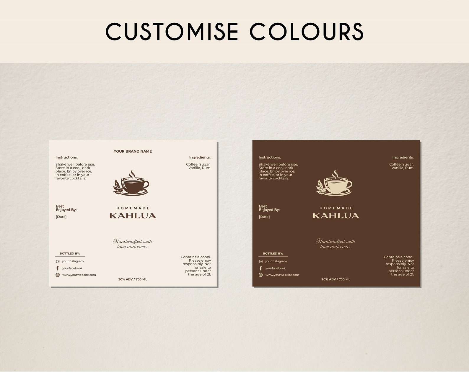 Editable Kahlua Bottle Label Template: Custom Coffee Liqueur (digital ...