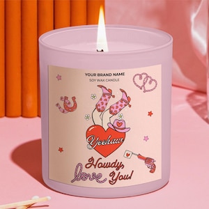 Modèle d'étiquette de bougie modifiable pour la Saint-Valentin, autocollant imprimable bougie western ludique, étiquette amusante Coquette, téléchargement immédiat, V34