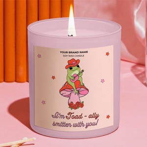 Modèle d'étiquette de bougie modifiable Grenouille amoureuse Saint-Valentin, sticker bougie bougie crapaud ludique imprimable, étiquette grenouille mignonne, téléchargement immédiat, V35