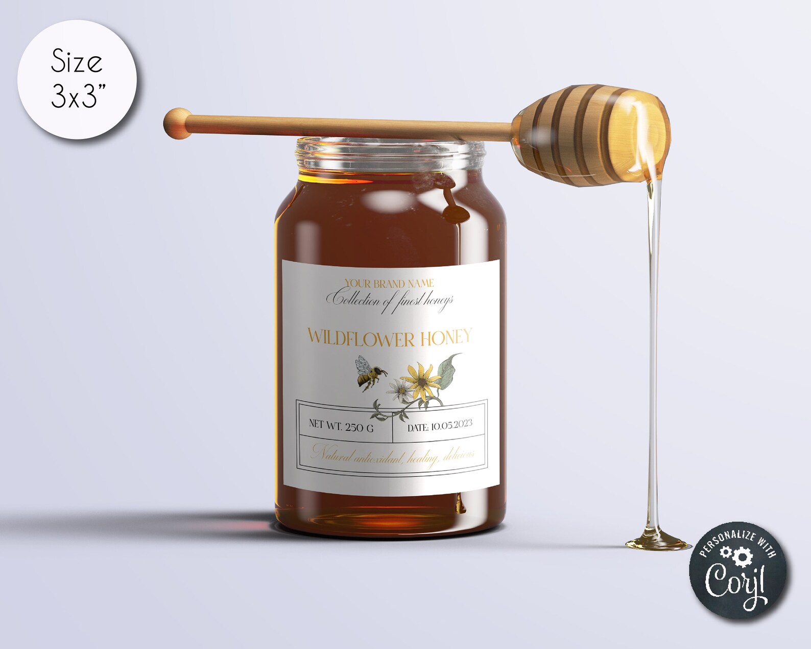 Editable Honey Jar Label Template, Customizable Honey Jar Label