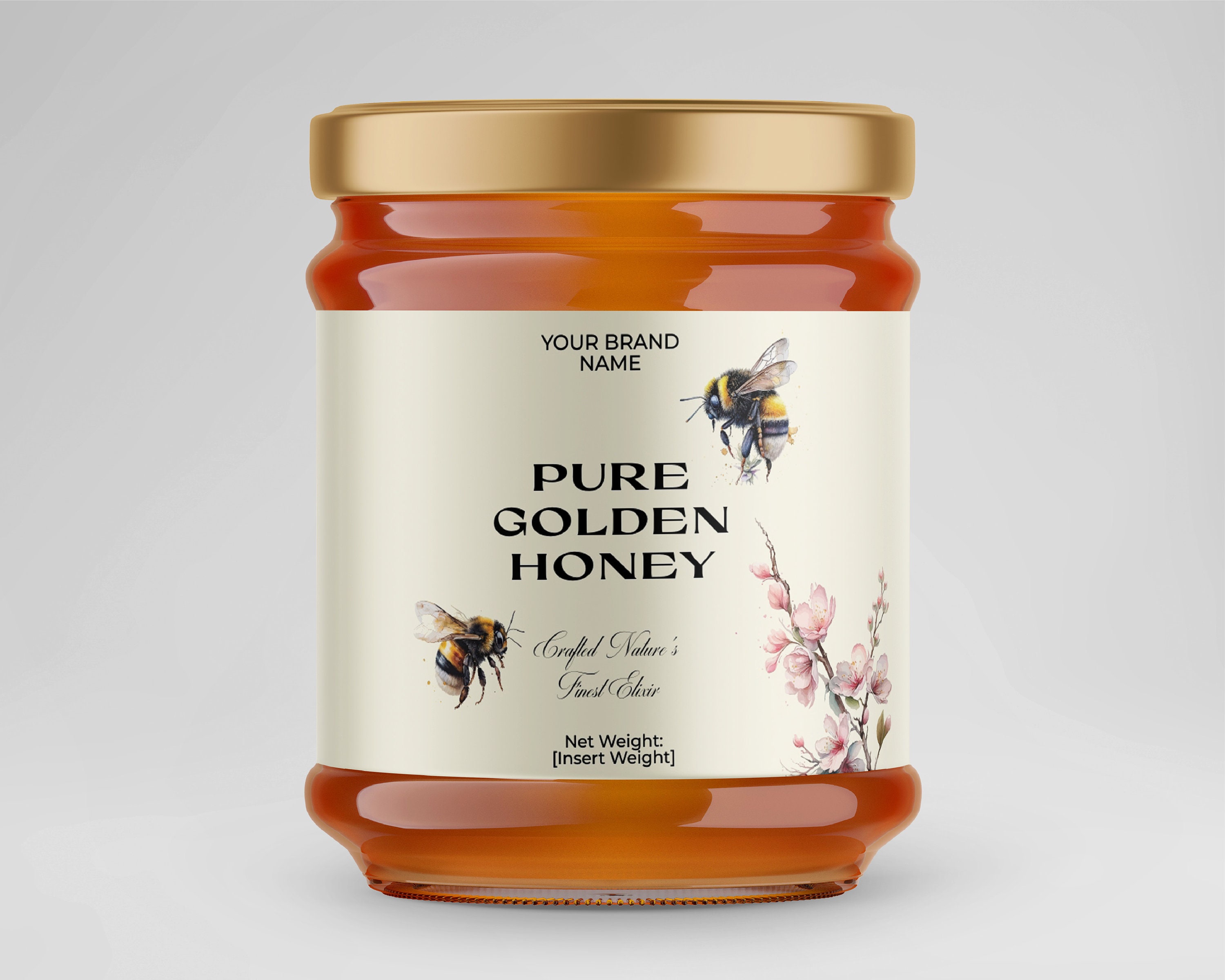 Editable Minimalist Luxury Honey Jar Label Template, Printable Custom ...