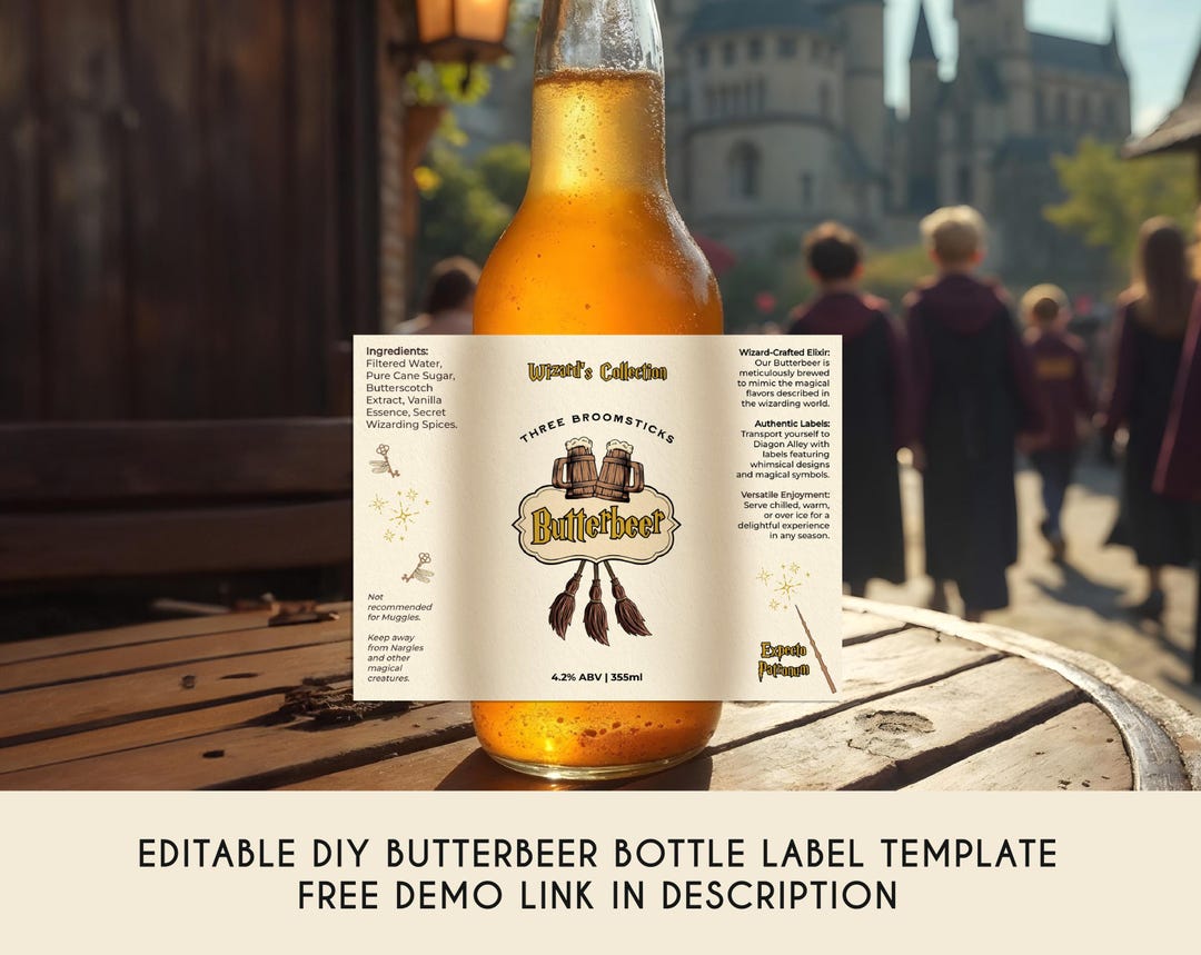 Editable Luxury Butterbeer Bottle Label Template, Printable Custom ...