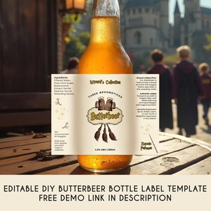 Editable Luxury Butterbeer Bottle Label Template, Printable Custom ...