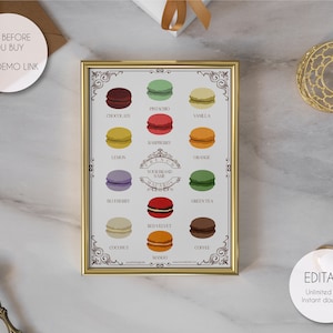 Editable Macaron Menu Template, Luxury Macarons Menu Template, Macaron Flavour List Template, Custom Meringue Cookies Sign, Instant Download