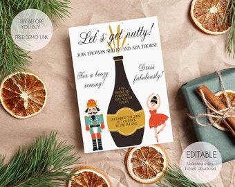 Christmas Cocktail Party Invitation, Adult Holiday Cocktail Party Invitation Template, Christmas Party Invite, Let's get nutty invitation