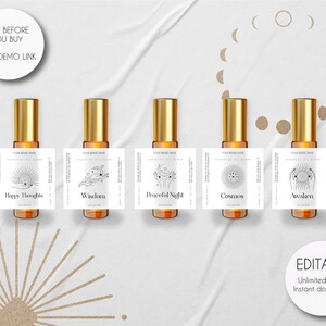 Editable Essential Oil 10ml Roller Label Template, Printable Essential Oil Blend Roll-on Label, Celestial Essential Oil Label Template