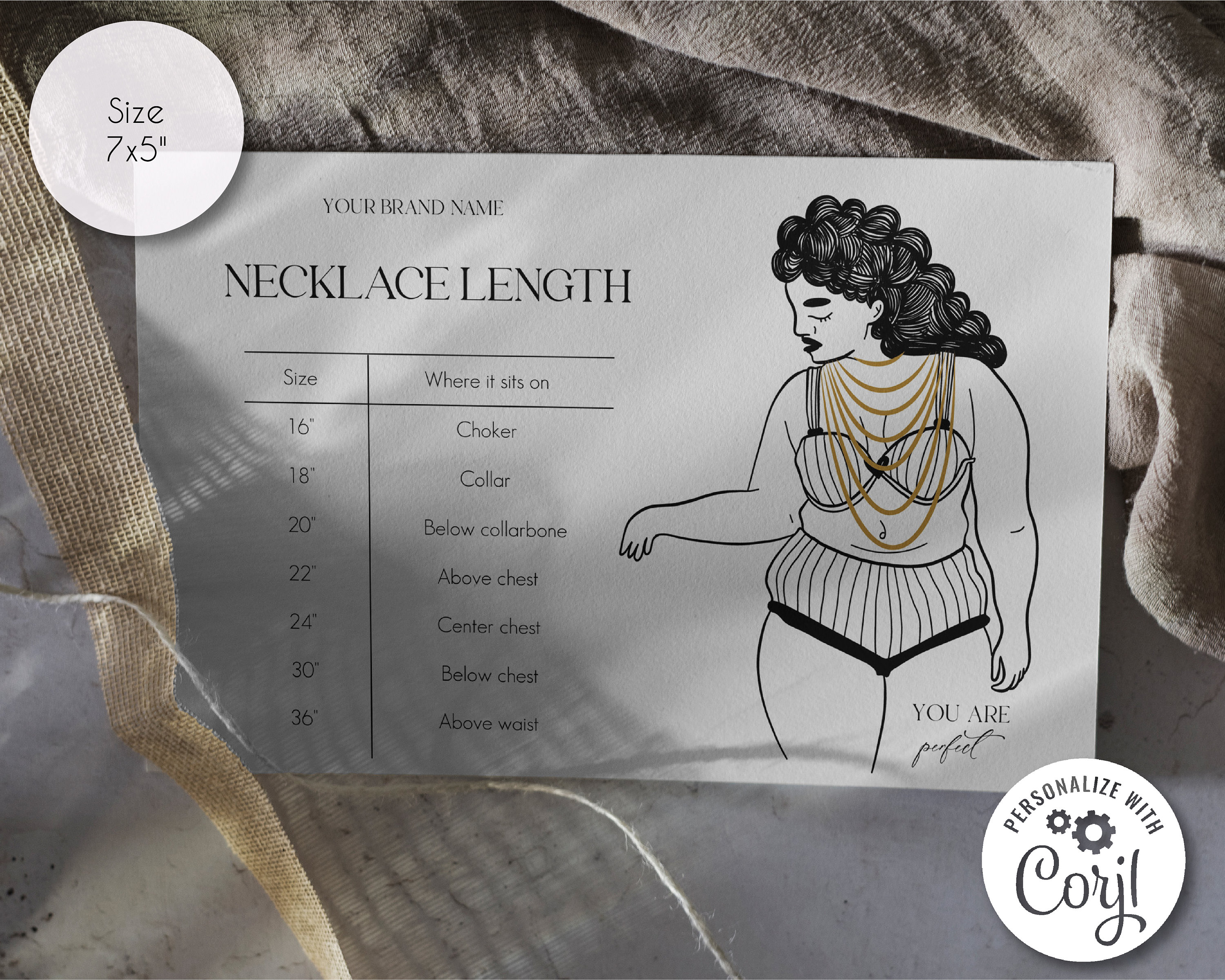 Editable Necklace Size Chart Template, Plus Size Necklace Size Chart ...