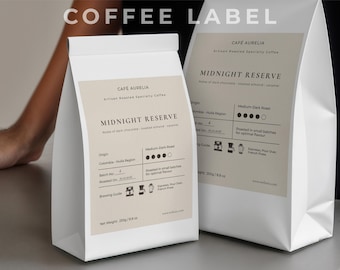 Coffee Bag Label Template | Minimalist Packaging Design for Small Batch Brands